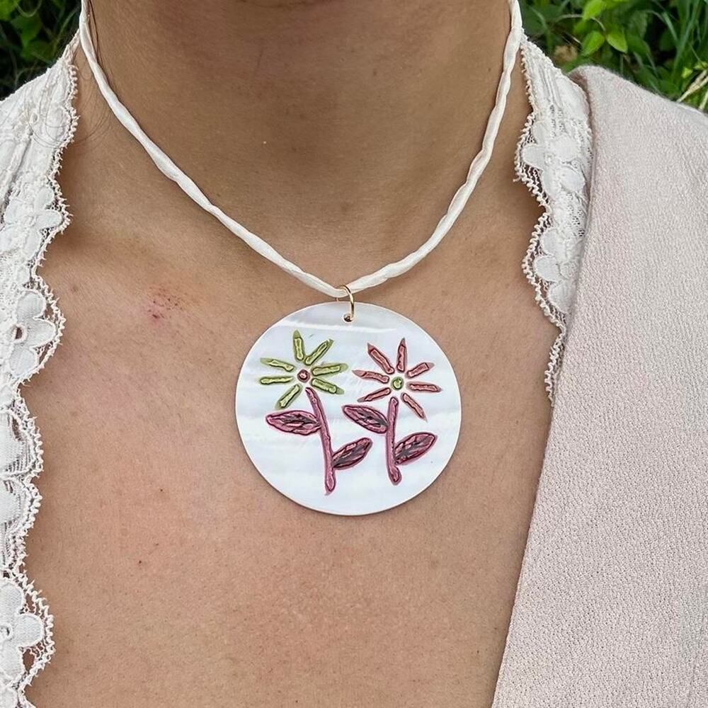 White floral shell pendant sanctuary